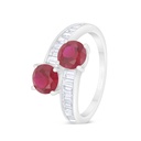 Sterling Silver 925 Ring Rhodium Plated Embedded With Ruby Corundum And White Zircon