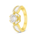 Sterling Silver 925 Ring Golden Plated Embedded With White Zircon