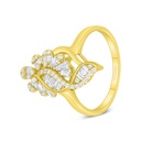 Sterling Silver 925 Ring Golden Plated Embedded With White Zircon