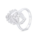 Sterling Silver 925 Ring Rhodium Plated Embedded With White Zircon