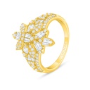 Sterling Silver 925 Ring Golden Plated Embedded With White Zircon