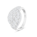 Sterling Silver 925 Ring Rhodium Plated Embedded With White Zircon