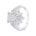 Sterling Silver 925 Ring Rhodium Plated Embedded With White Zircon