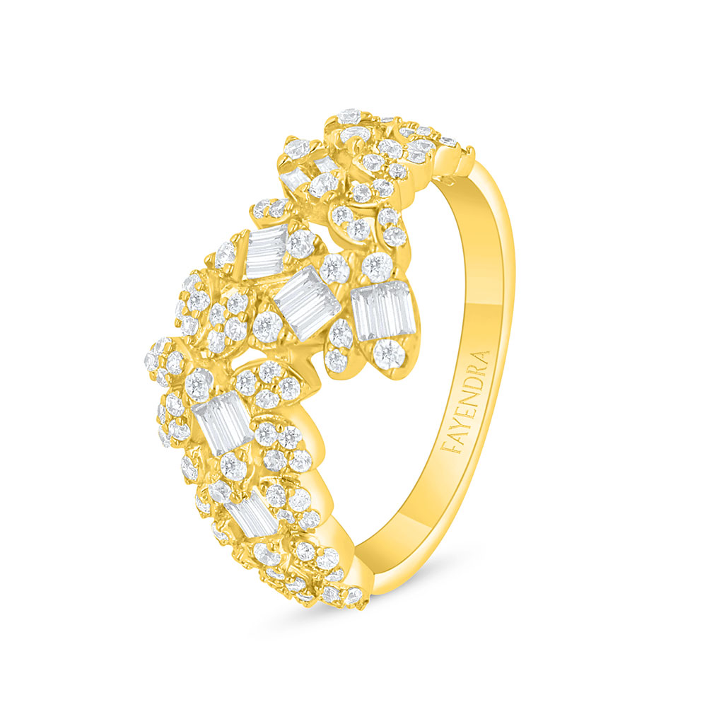 Sterling Silver 925 Ring Golden Plated Embedded With White Zircon