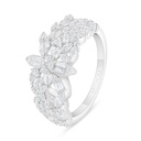 Sterling Silver 925 Ring Rhodium Plated Embedded With White Zircon