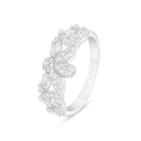 Sterling Silver 925 Ring Rhodium Plated Embedded With White Zircon