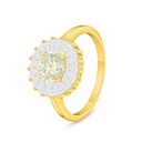 Sterling Silver 925 Ring Golden Plated Embedded With Yellow Diamond And White Zircon