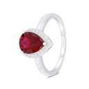 Sterling Silver 925 Ring Rhodium Plated Embedded With Ruby Corundum And White Zircon