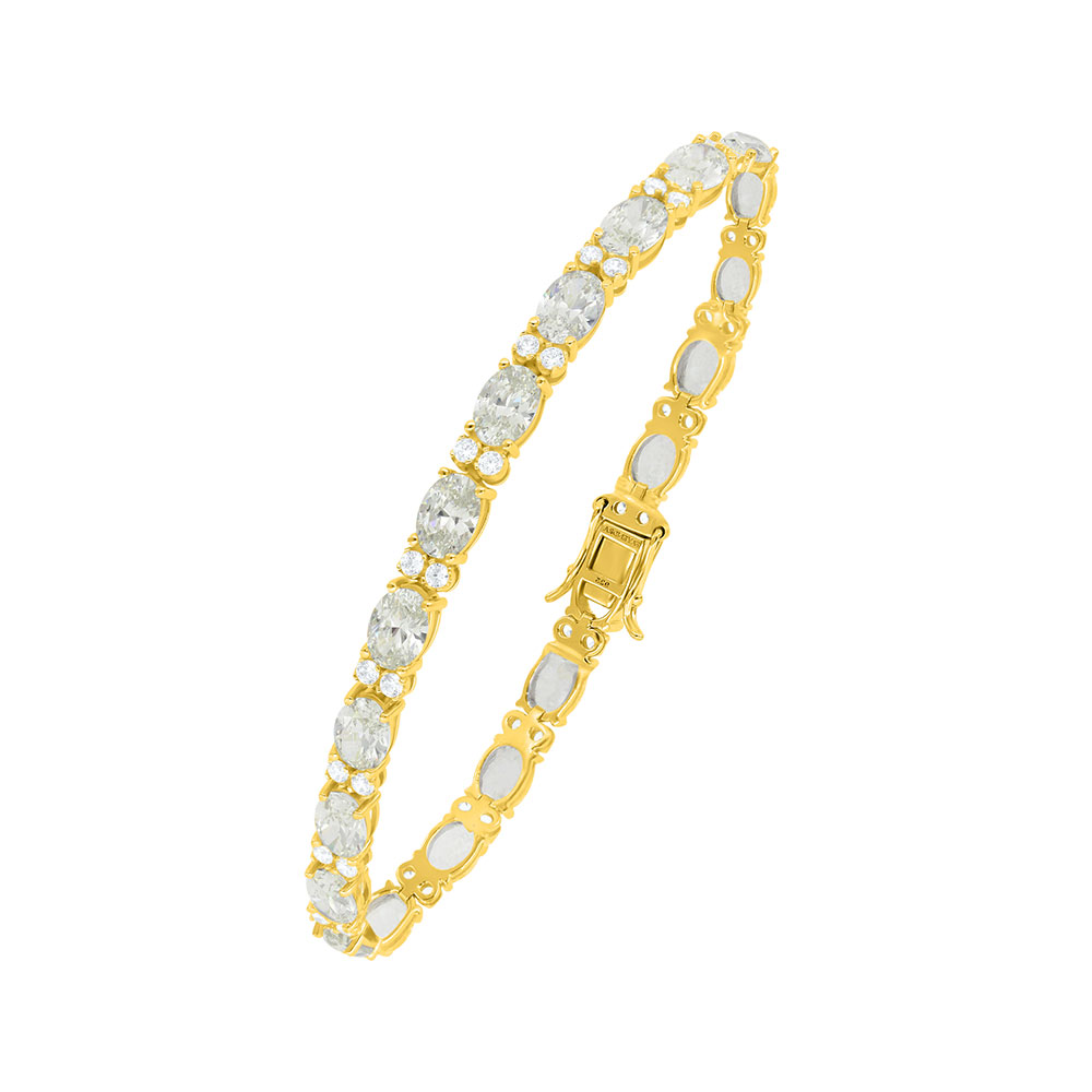 Sterling Silver 925 Bracelet Golden Plated Embedded With Diamond Color And White Zircon