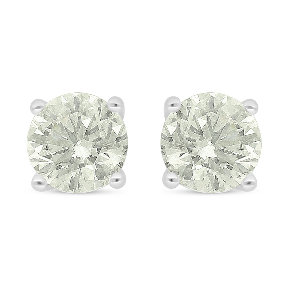 Sterling Silver 925 Earring Rhodium Plated Embedded With Diamond Color 