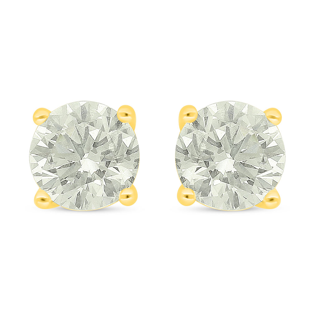 Sterling Silver 925 Earring Golden Plated Embedded With Diamond Color 