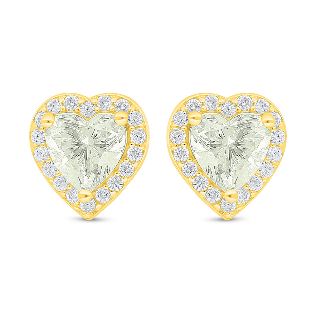 Sterling Silver 925 Earring Golden Plated Embedded With Diamond Color And White Zircon