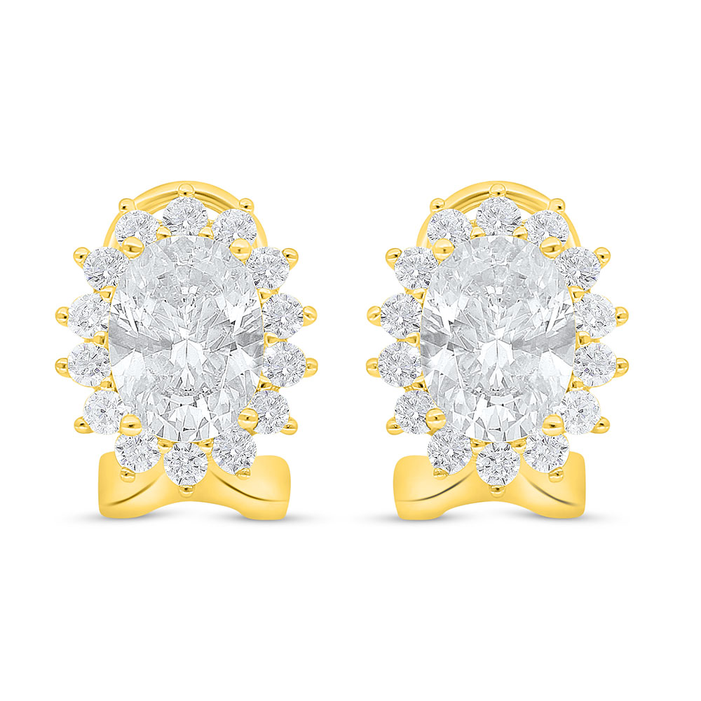 Sterling Silver 925 Earring Golden Plated Embedded With Diamond Color And White Zircon