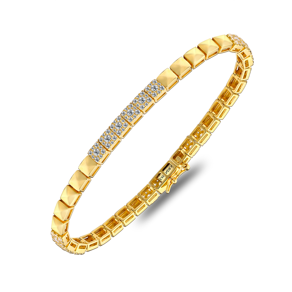 Sterling Silver 925 Bracelet Golden Plated Embedded With White Zircon