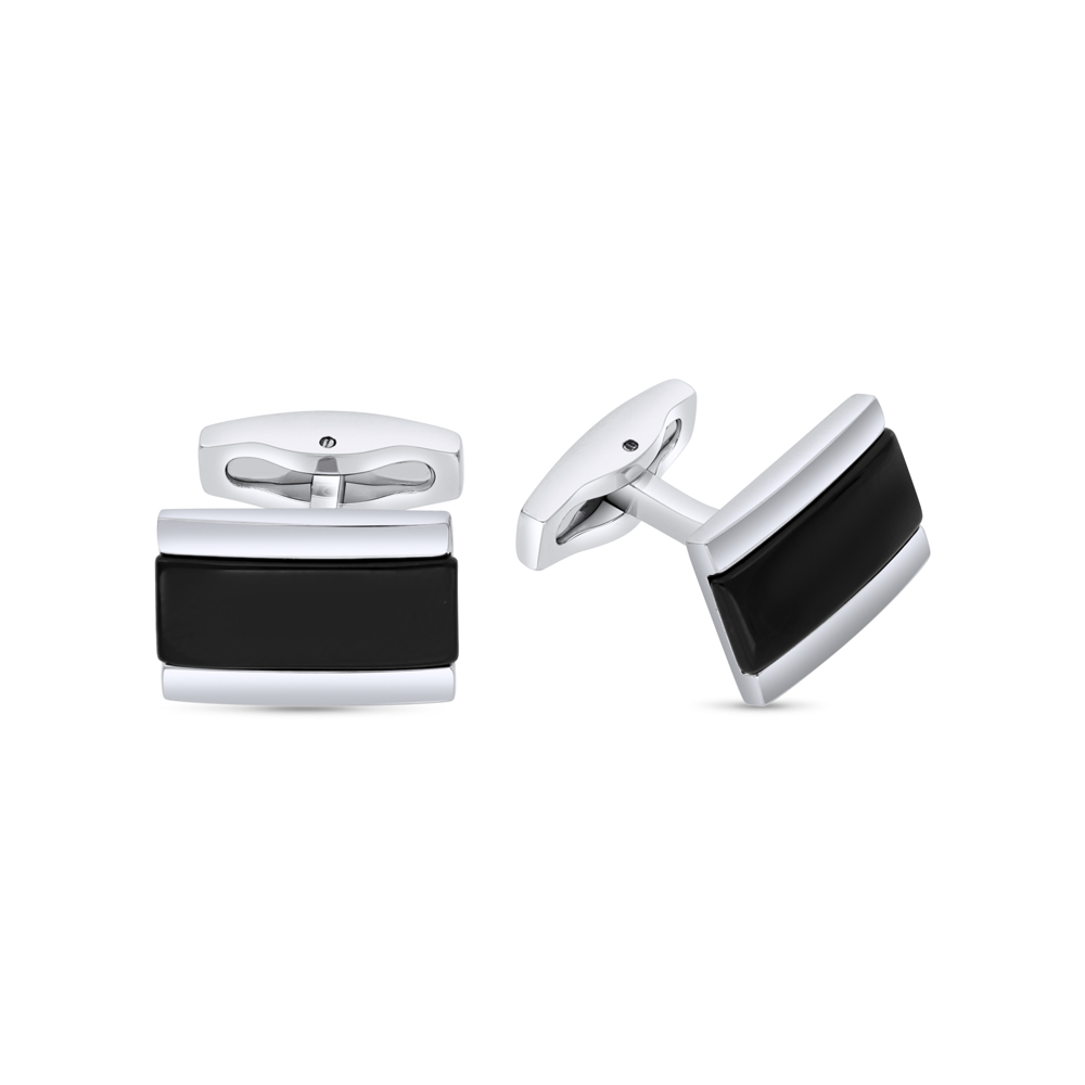 Stainless Steel Cufflink 316L Silver And Black Plated 