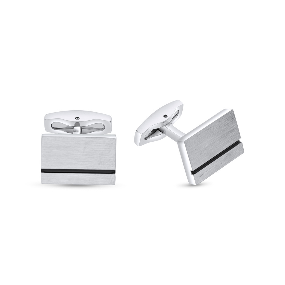 Stainless Steel Cufflink 316L Silver And Black Plated 