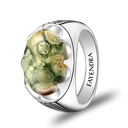 Sterling Silver 925 Ring Rhodium Plated Embedded With RHYOLITE