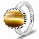 Sterling Silver 925 Ring Rhodium Plated Embedded With GOLD TIGER EYE