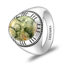 Sterling Silver 925 Ring Rhodium Plated Embedded With RHYOLITE