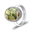 Sterling Silver 925 Ring Rhodium Plated Embedded With Royolite