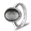 Sterling Silver 925 Ring Rhodium Plated Embedded With SILVER OBSIDIAN