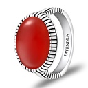 Sterling Silver 925 Ring Rhodium Plated Embedded With RED AGATE