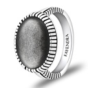 Sterling Silver 925 Ring Rhodium Plated Embedded With SILVER OBSIDIAN