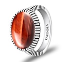 Sterling Silver 925 Ring Rhodium Plated Embedded With RED TIGER EYE