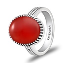 Sterling Silver 925 Ring Rhodium Plated Embedded With RED AGATE