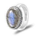 Sterling Silver 925 Ring Rhodium Plated Embedded With LABRADORITE