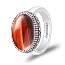 Sterling Silver 925 Ring Rhodium Plated Embedded With RED TIGER EYE