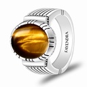 Sterling Silver 925 Ring Rhodium Plated Embedded With ECLIPSE STONE