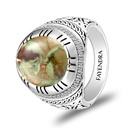 Sterling Silver 925 Ring Rhodium Plated Embedded With Royolite And White CZ