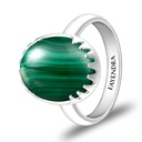 Sterling Silver 925 Ring Rhodium Plated Embedded With Malachite