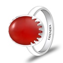 Sterling Silver 925 Ring Rhodium Plated Embedded With RED AGATE