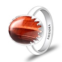 Sterling Silver 925 Ring Rhodium Plated Embedded With RED TIGER EYE