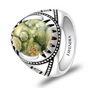 Sterling Silver 925 Ring Rhodium Plated Embedded With RHYOLITE