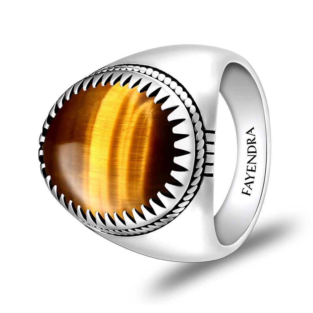 Sterling Silver 925 Ring Rhodium Plated Embedded With ECLIPSE STONE