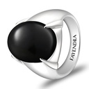 Sterling Silver 925 Ring Rhodium Plated Embedded With Black Agate