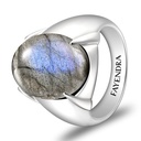 Sterling Silver 925 Ring Rhodium Plated Embedded With LABRADORITE