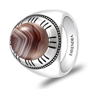 Sterling Silver 925 Ring Rhodium Plated Embedded With BOTSWANA AGATE