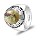 Sterling Silver 925 Ring Rhodium Plated Embedded With RHYOLITE