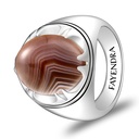 Sterling Silver 925 Ring Rhodium Plated Embedded With BOTSWANA AGATE