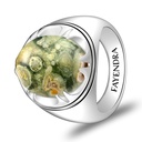 Sterling Silver 925 Ring Rhodium Plated Embedded With RHYOLITE