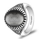 Sterling Silver 925 Ring Rhodium Plated Embedded With SILVER OBSIDIAN