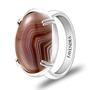 Sterling Silver 925 Ring Rhodium Plated Embedded With BOTSWANA AGATE