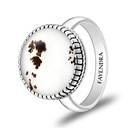 Sterling Silver 925 Ring Rhodium Plated Embedded With NATURAL AGATE