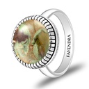 Sterling Silver 925 Ring Rhodium Plated Embedded With RHYOLITE