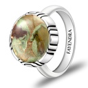 Sterling Silver 925 Ring Rhodium Plated Embedded With RHYOLITE
