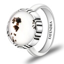 Sterling Silver 925 Ring Rhodium Plated Embedded With NATURAL AGATE